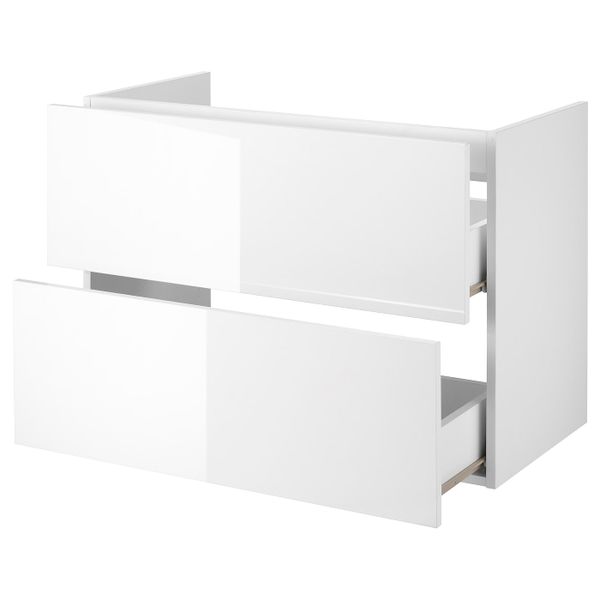 Шкаф под раковину с 2 ящиками, глянцевый, белый 80x40x60 см IKEA FISKÅN ФИСКОН 704.993.74 - фото 2
