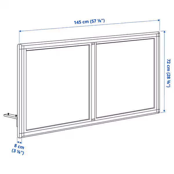 MITTZON МИТТЗОН Шумопоглощающий экран для стола - Gunnared бежевый 145x72 см - схема-чертеж с размерами