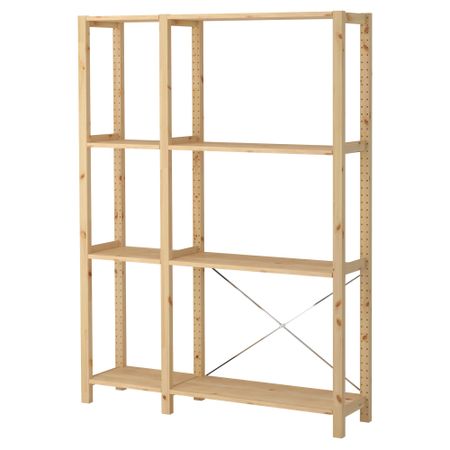 2 секции, полки, 134x30x179 см, сосна IKEA IVAR ИВАР 792.483.19
