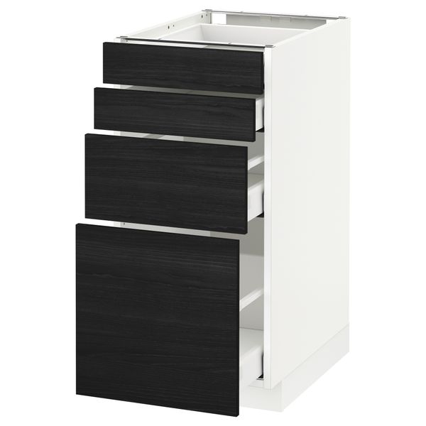 Напольный шкаф 4 фронтальных панели, 4 ящика МЕТОД / МАКСИМЕРА, белый, Тингсрид черный - схема-чертеж с размерами