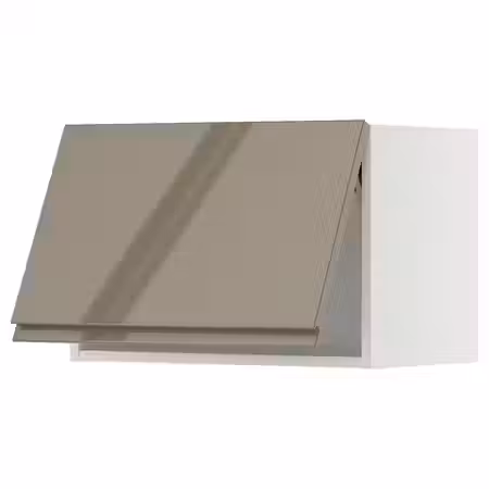 METOD Горизонтальный навесной шкаф - белый/Voxtorp глянцевый темный серо-коричневый 60x40 см