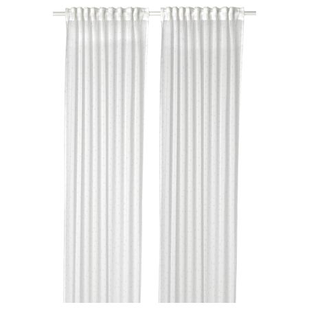 Гардины, 2 шт., белый, цветы, 145x300 см IKEA ЭММИЛИНА 203.866.90