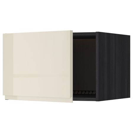 Верхний шкаф на холодильник/морозильн, черный, Воксторп глянцевый светло-бежевый 60x40 см IKEA МЕТОД 892.246.81