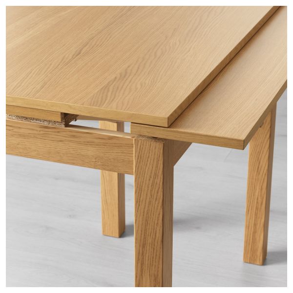 Раздвижной стол БЬЮРСТА, дубовый шпон (50/70/90x90 см) - фото 4