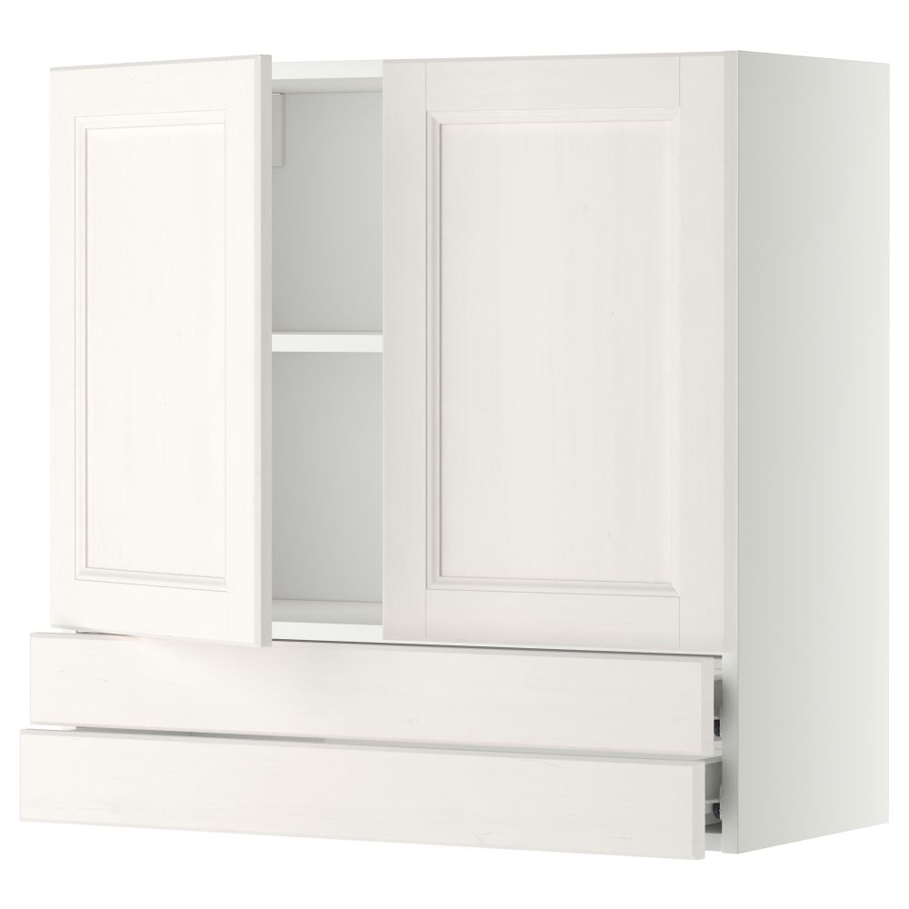 Навесной шкаф, 2 дверцы, 2 ящика МЕТОД / ФОРВАРА, белый, Лаксарби белый - фото 1