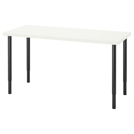 Письменный стол, белый, черный 140x60 см IKEA LAGKAPTEN ЛАГКАПТЕН / OLOV ОЛОВ 594.171.72