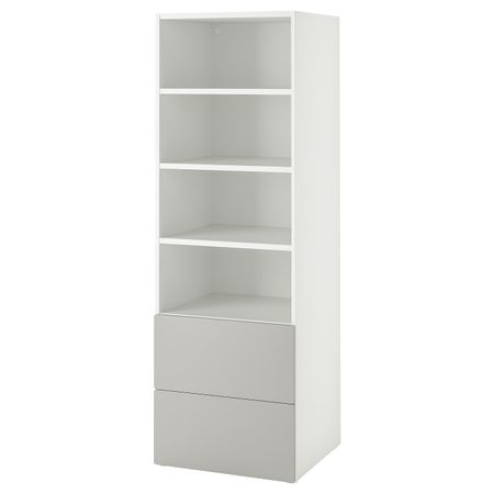 Стеллаж, белый серый/с 2 ящиками 60x57x181 см IKEA SMÅSTAD СМОСТАД / OPPHUS ОПХУС 294.832.86