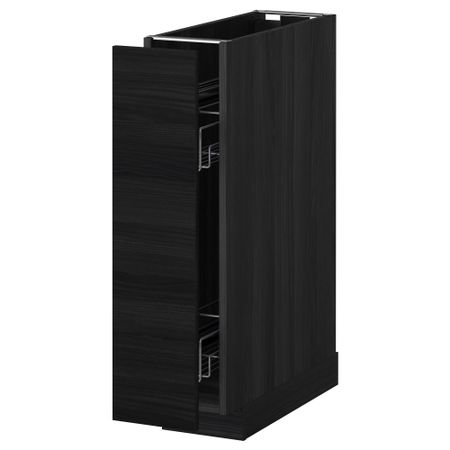 Напольный шкаф, выдвижной внутрений элемент МЕТОД, черный, Тингсрид черный (20x60 см)