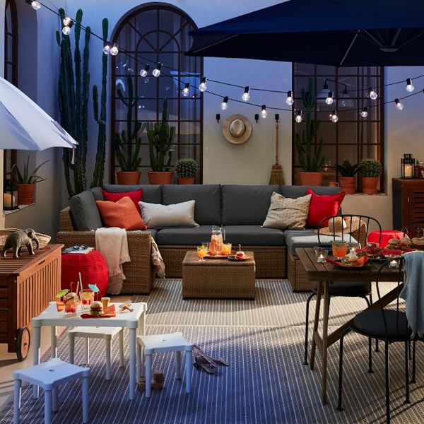 Модульный угловой 4-местный диван, садовый, с табуретом для ног коричневый/ФРЁСЁН/ДУВХОЛЬМЕН темно-серый IKEA SOLLERÖN СОЛЛЕРОН - фото 2