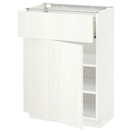 Напольный шкаф с ящиком, дверью МЕТОД / ФОРВАРА, белый, Росдаль белый