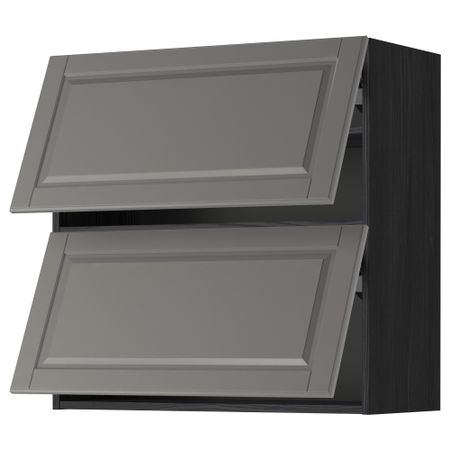 Навесной шкаф, 2 дверцы, горизонтальный МЕТОД, черный, Будбин серый