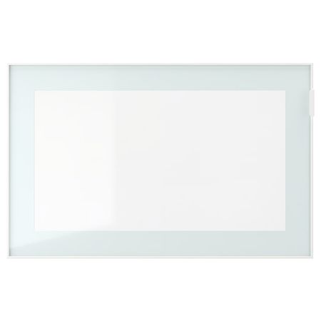 GLASSVIK Стеклянная дверь - белый/светло-зеленый прозрачное стекло 60x38 см