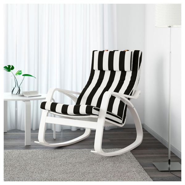 Кресло-качалка ПОЭНГ, белый, Стенли черный/белый - фото 2