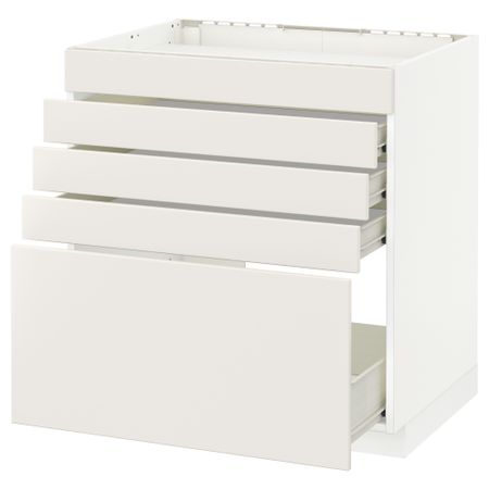Напольный шкаф для варочной панели, 5 фасадов, 4 ящиков МЕТОД / ФОРВАРА, белый, Веддинге белый
