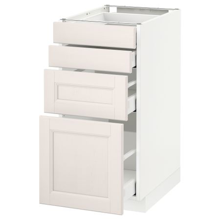 Напольный шкаф 4 фронтальных панели, 4 ящика МЕТОД / МАКСИМЕРА, белый, Лаксарби белый