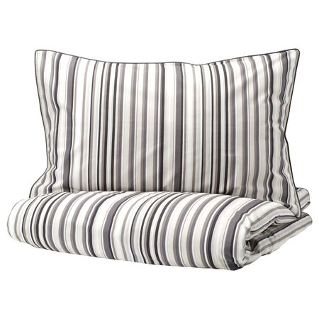 Пододеяльник и 1 наволочка, серый/полоска 150x200/50x70 см IKEA RANDGRÄS РАНДГРЭС 904.389.78