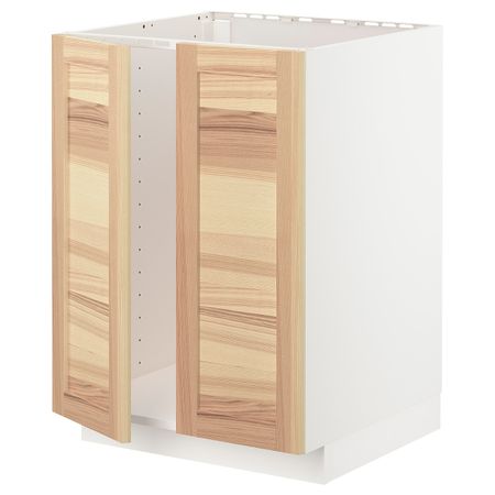 Напольный шкаф для мойки+2 двери, белый/Торхэмн ясень 60x60 см IKEA METOD МЕТОД 194.465.10