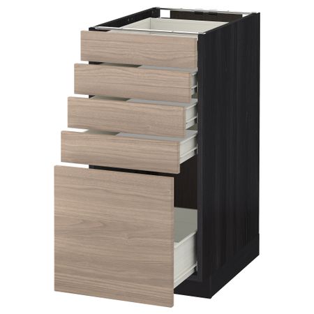 Напольный шкаф с 5 ящиками МЕТОД / ФОРВАРА, черный, Брокхульт светло-серый