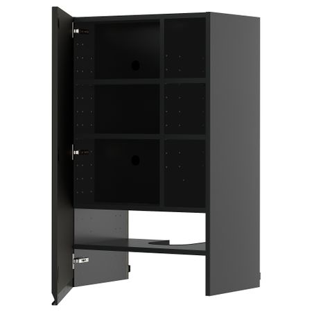 Навесной шкаф для вытяжки, полка, дверь, черно-серый, Upplöv матовый антрацит, 60x100 см IKEA METOD МЕТОД 495.890.17