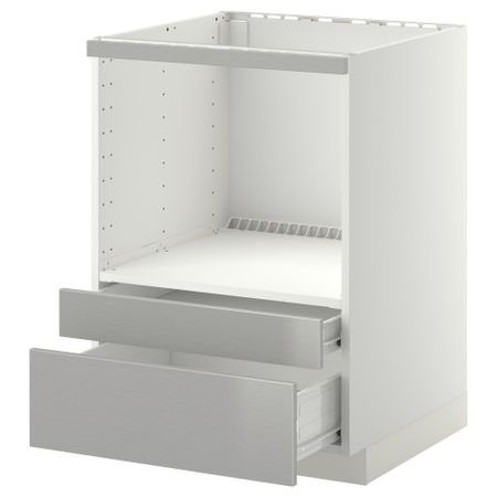 Напольный шкаф для комбинирования СВЧ, ящики МЕТОД / ФОРВАРА, белый, Гревста нержавеющ сталь (60x60 см)