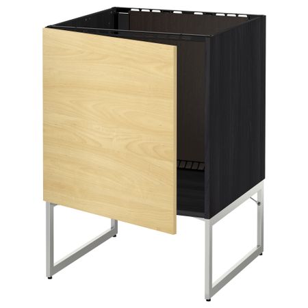 Напольный шкаф для раковины МЕТОД, черный, Тингсрид береза (60x60x60 см)