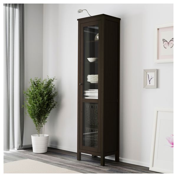 Шкаф-витрина ХЕМНЭС, черно-коричневый (49x197 см) - схема-чертеж с размерами