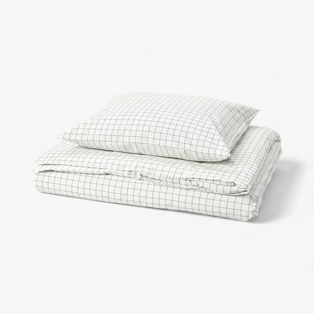 DOFTAKLEJA Пододеяльник и наволочка - белый/антрацит 150x200/50x60 см