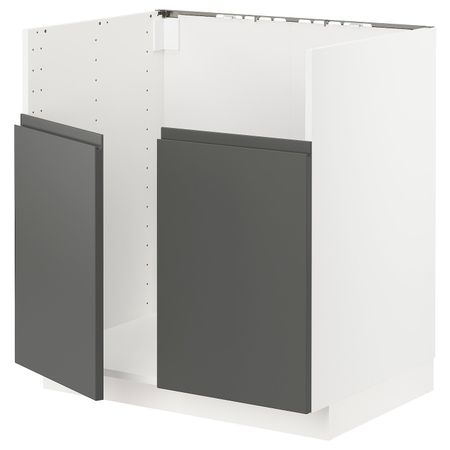 Шкаф для двойной мойки БРЕДШЁН, белый/Воксторп темно-серый 80x60 см IKEA METOD МЕТОД 394.452.89