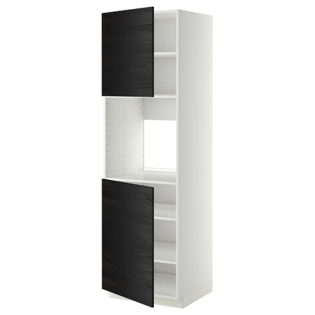 Высокий шкаф для духовки/2дверцы/полки, белый, Тингсрид черный 60x60x200 см IKEA МЕТОД 592.333.66