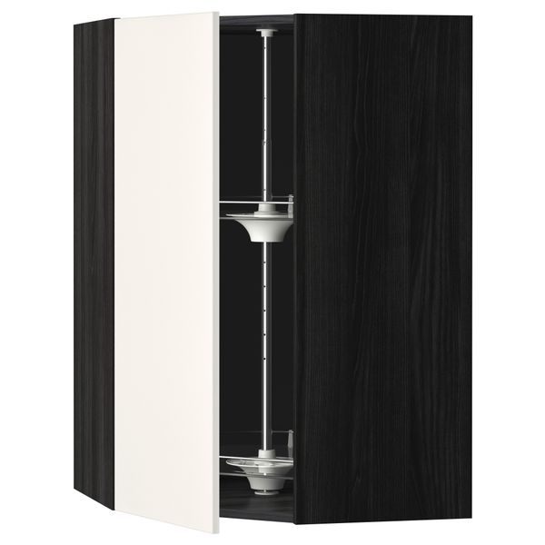 Угловой навесной шкаф с вращающейся секцией МЕТОД, черный, Веддинге белый - схема-чертеж с размерами