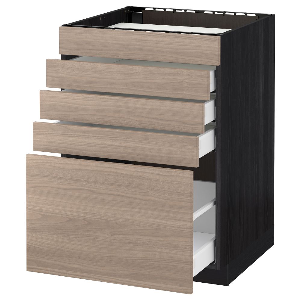 Напольный шкаф для варочной панели, 5 фасадов, 4 ящиков МЕТОД / МАКСИМЕРА, черный, Брокхульт светло-серый - схема-чертеж с размерами