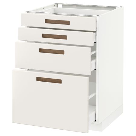 Напольный шкаф 4 фронтальных панели, 4 ящика МЕТОД / МАКСИМЕРА, белый, Мэрста белый