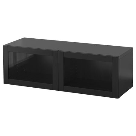 Стеллаж со стеклянная дверьми БЕСТО, Синдвик черно-коричневый (120x40x38 см)