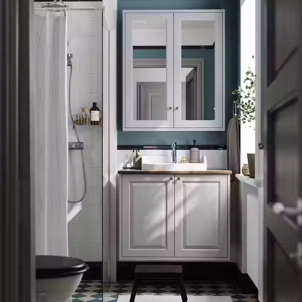 TÄNNFORSEN ТАННФОРСЕН / RUTSJÖN РУТШЁН Шкаф с дверцами/раковина/смеситель - фото 2