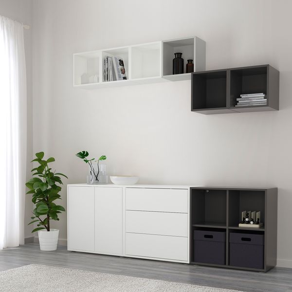 Комбинация шкафов с ножками, 210x35x180 см, белый, светло-серый, темно-серый IKEA EKET ЭКЕТ 191.910.28 - фото 3