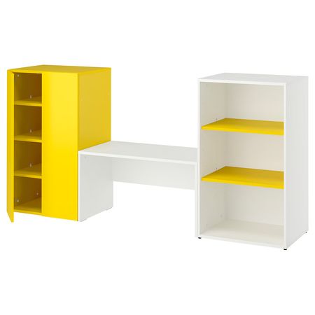LASTARE Комбинация д/хранения - белый желтый/со скамьей 210x42x101 см