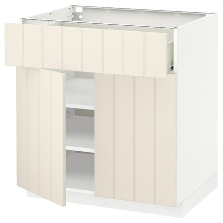 Напольный шкаф + ящик/2дверцы, белый/Хитарп белый с оттенком 80x60 см IKEA МЕТОД / ФОРВАРА 292.619.16