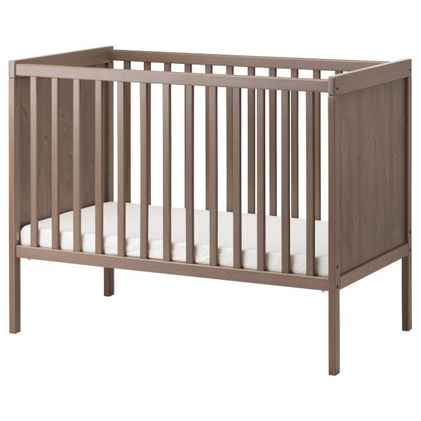 Кроватка детская, серо-коричневый 60x120 см IKEA SUNDVIK СУНДВИК 904.212.18 - фото 1