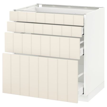 Напольный шкаф 4 фронтальных панели, 4 ящика, белый/Хитарп белый с оттенком 80x60 см IKEA METOD МЕТОД / MAXIMERA МАКСИМЕРА