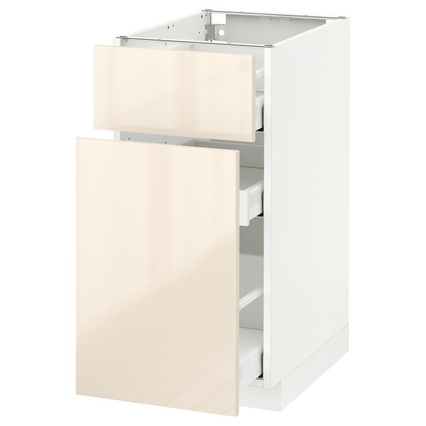 Напольный шкаф, выдвижной секцией, ящик МЕТОД / МАКСИМЕРА, белый, Рингульт кремовый - схема-чертеж с размерами