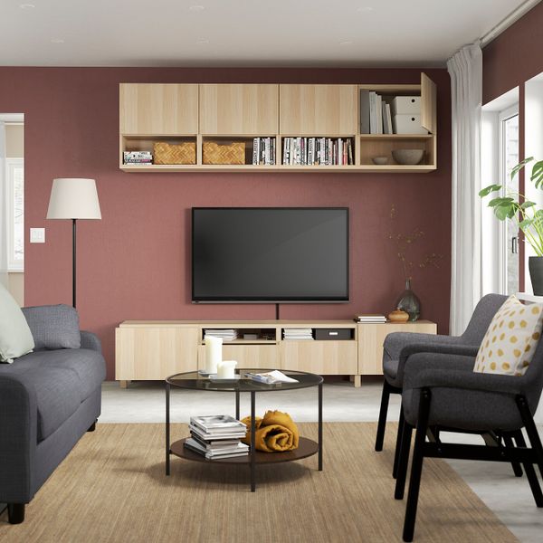 Шкаф для ТВ, комбинация, под беленый дуб/Лаппвик/стуббарп под беленый дуб 240x42x230 см IKEA BESTÅ БЕСТО 994.119.60 - фото 2