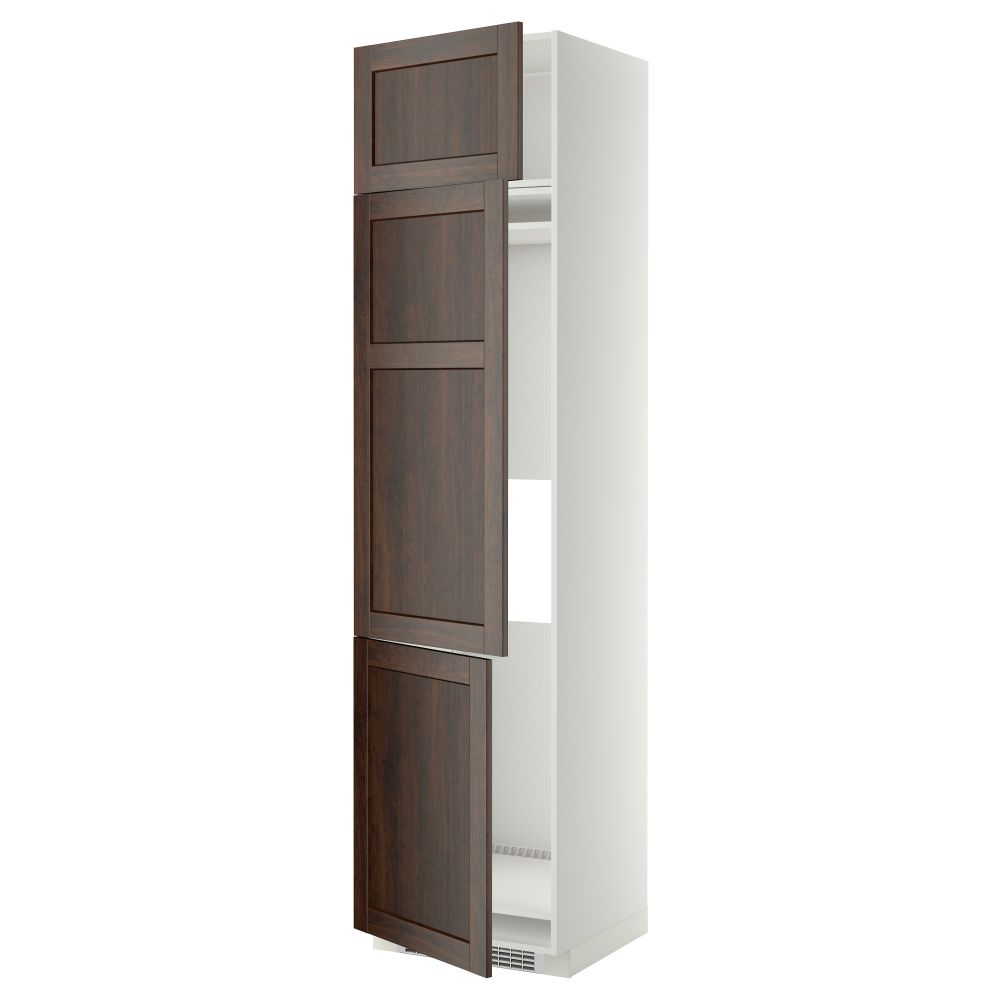 Высокий шкаф для холодильника или морозильника, с 3 дверями МЕТОД, белый, Эдсерум коричневый - схема-чертеж с размерами