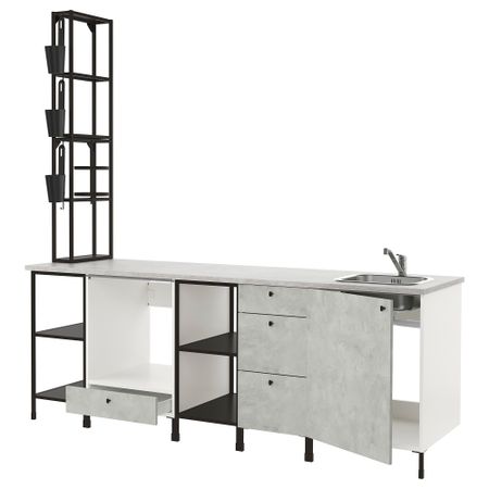 Кухня, 243x63.5x241 см, антрацит, под бетон IKEA BEGIVENHET БЕГИВЕНХЕТ 493.380.62