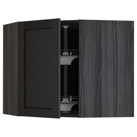 Угловой навесного шкаф с вращающейся секц, черный/Лерхюттан черная морилка 68x60 см IKEA МЕТОД 592.613.64