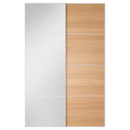 Пара раздвижных дверей АУЛИ / ИЛЬСЕНГ, зеркальное стекло, дубовый шпон