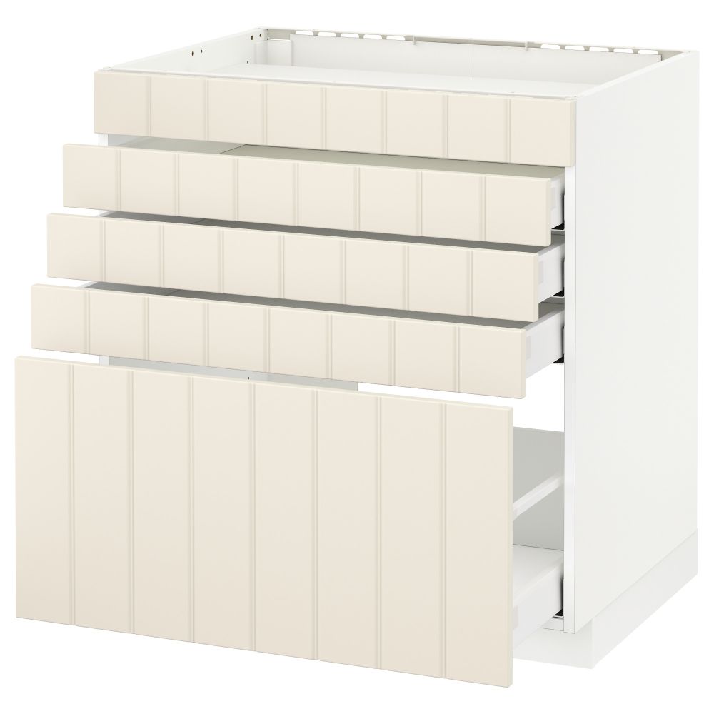 Напольный шкаф для варочной панели, 5 фасадов, 4 ящиков МЕТОД / МАКСИМЕРА, белый, Хитарп белый с оттенком - схема-чертеж с размерами