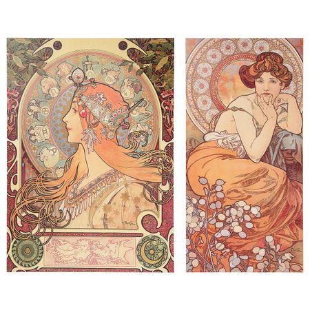 Картина на дереве, 2 шт., Женские образы IKEA ЛОКАБРУНН 904.657.59