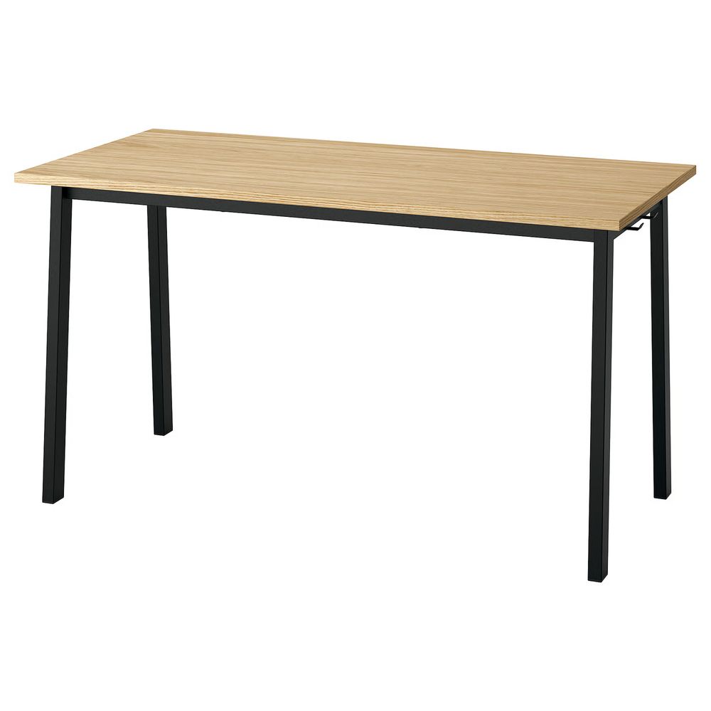 MITTZON Конференц-стол - дубовый шпон/чёрный 140x68x75 см - фото 1