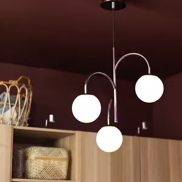 SIMRISHAMN Подвесной светильник, 3-рожк - хромированный/молочный стекло 55 см - фото 4