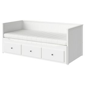 HEMNES Кушетка с 2 матрасами/3ящиками - белый/офьелль жесткий 80x200 см
